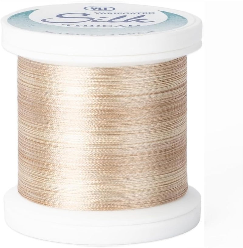YLI Threads Silk Thread – 100 wt Fine Japanese Silk for Appliqué, EPP, and Quilting - Variegated Tan - Image 1
